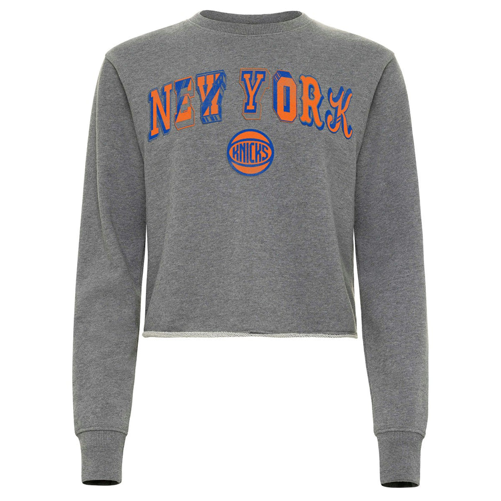 New York Knicks Sportiqe Women's Varsity Collection Kacey Cropped Pullover Sweatshirt Online