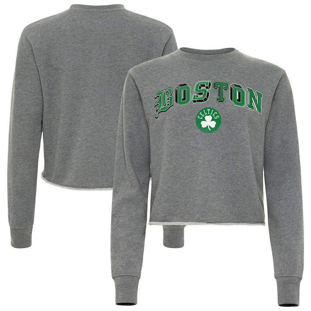 Boston Celtics Sportiqe Women's Varsity Collection Kacey Cropped Pullover Sweatshirt On Sale