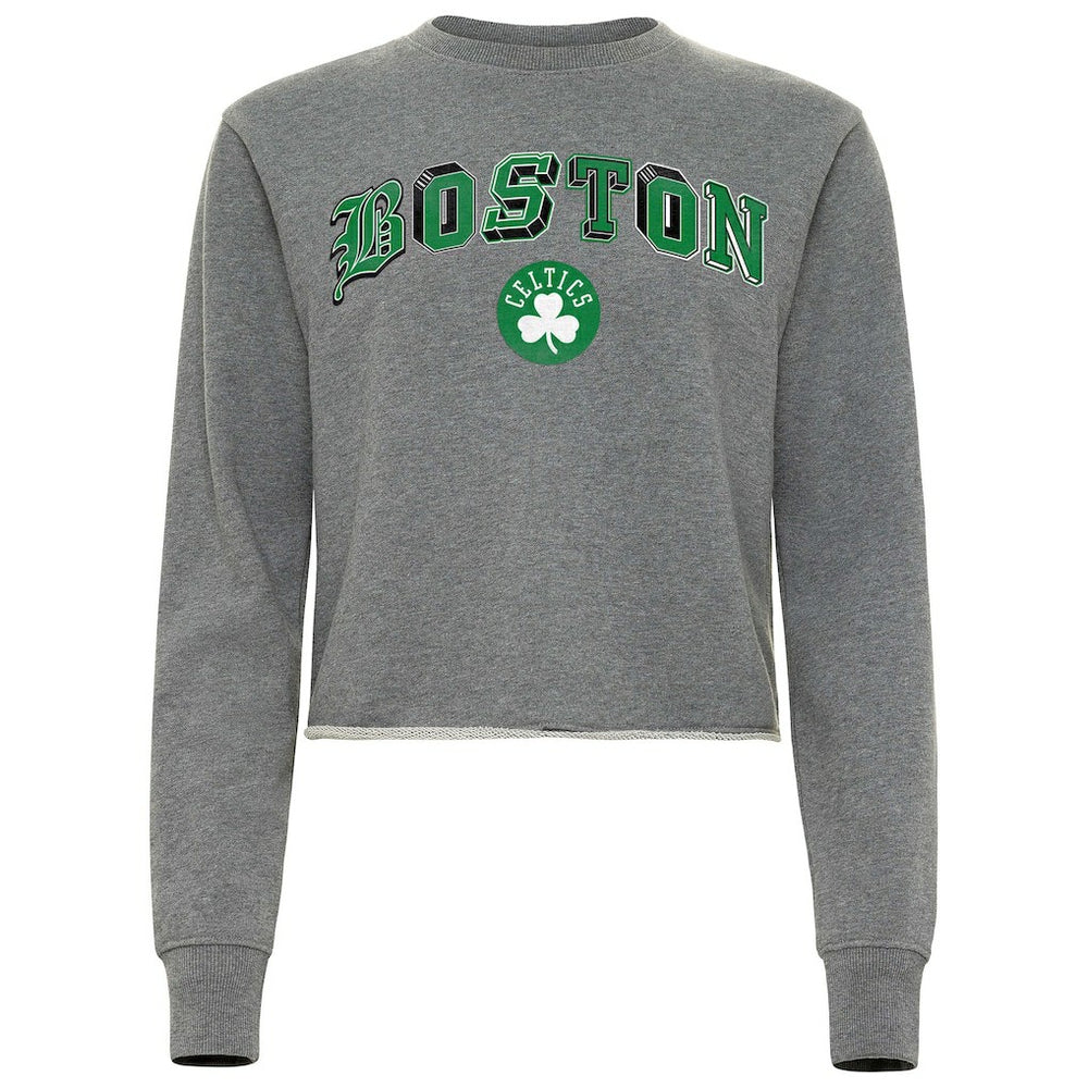 Boston Celtics Sportiqe Women's Varsity Collection Kacey Cropped Pullover Sweatshirt On Sale