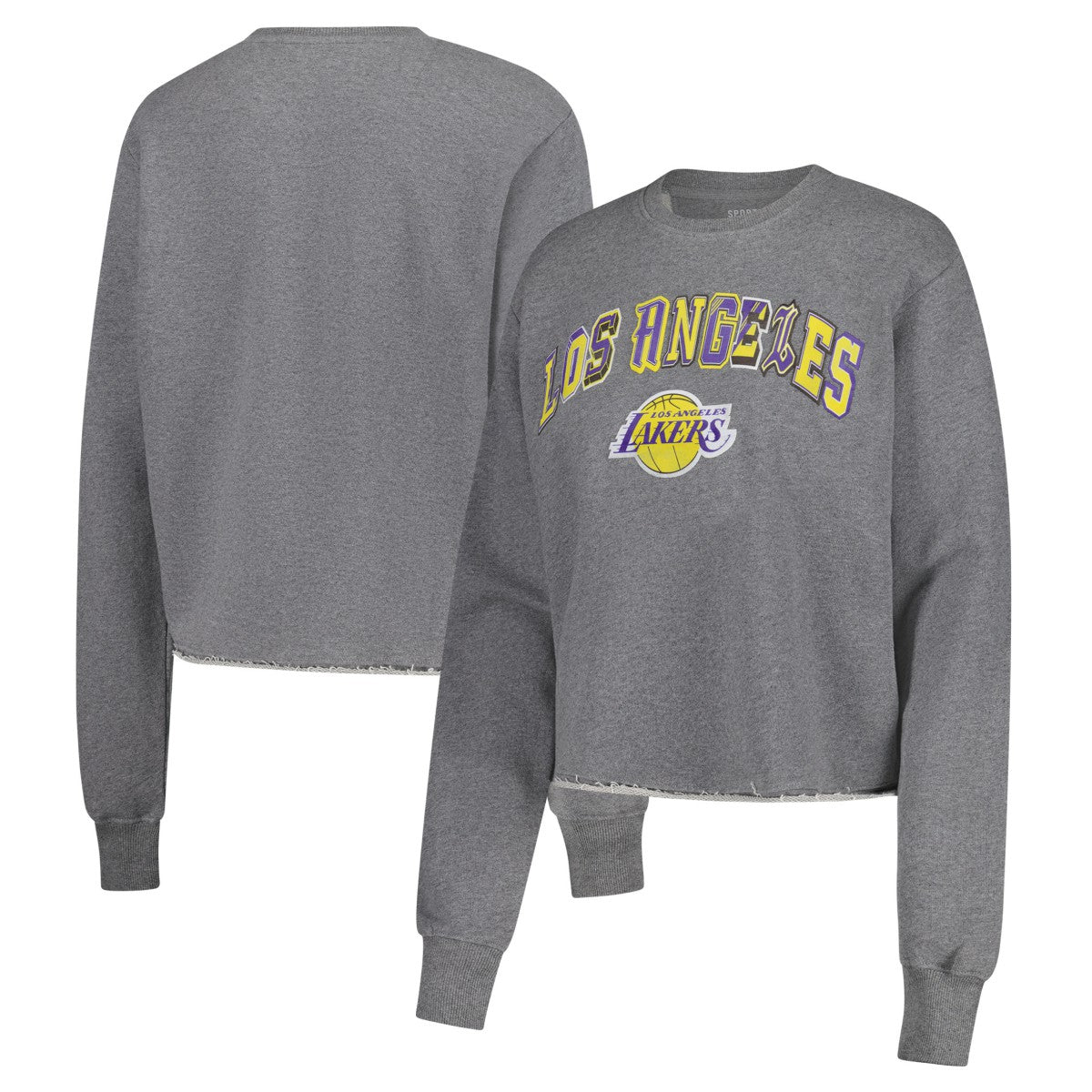 Los Angeles Lakers Sportiqe Women's Varsity Collection Kacey Cropped Pullover Sweatshirt Online