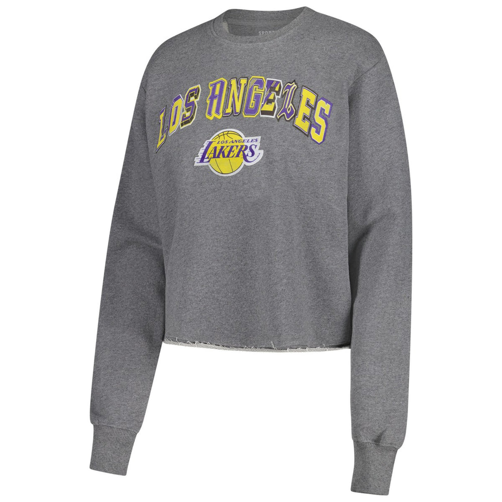 Los Angeles Lakers Sportiqe Women's Varsity Collection Kacey Cropped Pullover Sweatshirt Online