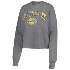 Los Angeles Lakers Sportiqe Women's Varsity Collection Kacey Cropped Pullover Sweatshirt Online
