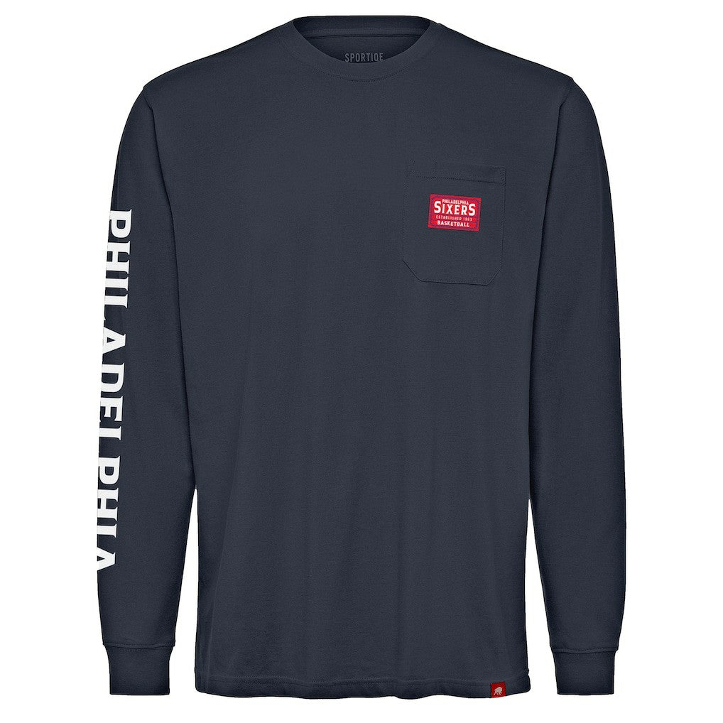 Philadelphia 76ers Sportiqe Unisex Wales Heavyweight Pocket Long Sleeve T-Shirt New