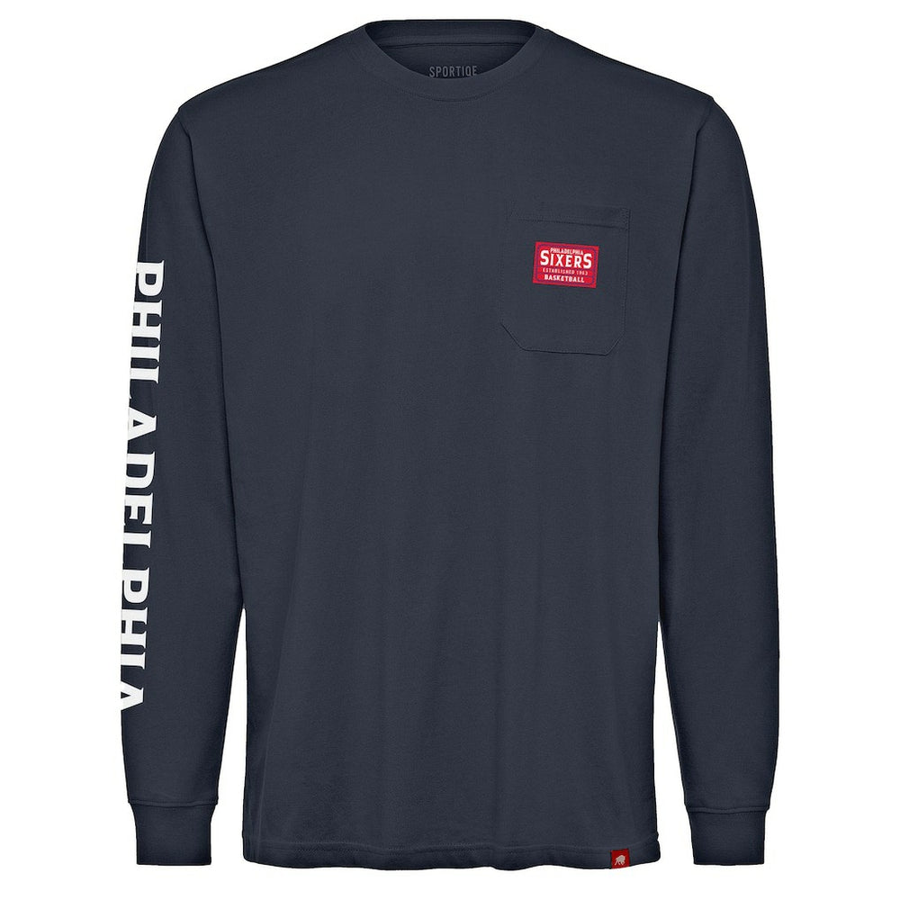 Philadelphia 76ers Sportiqe Unisex Wales Heavyweight Pocket Long Sleeve T-Shirt New