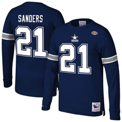 Dallas Cowboys Mitchell & Ness Deion Sanders  Retired Player Name & Number Long Sleeve Top