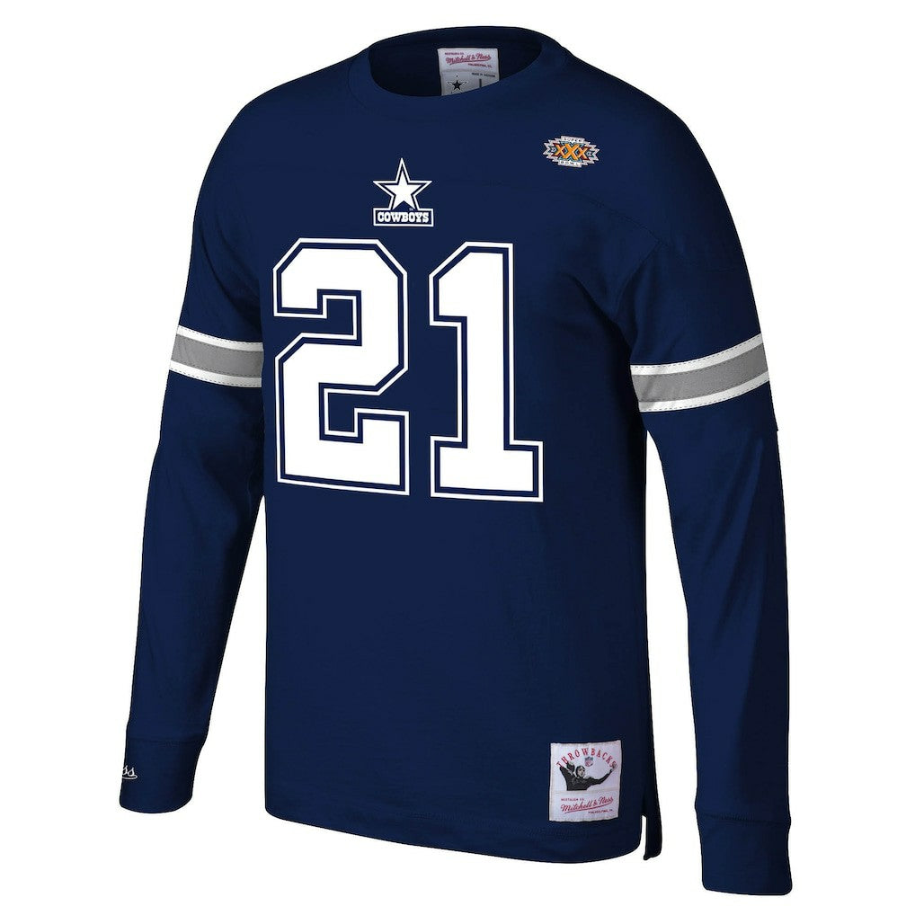 Dallas Cowboys Mitchell & Ness Deion Sanders  Retired Player Name & Number Long Sleeve Top
