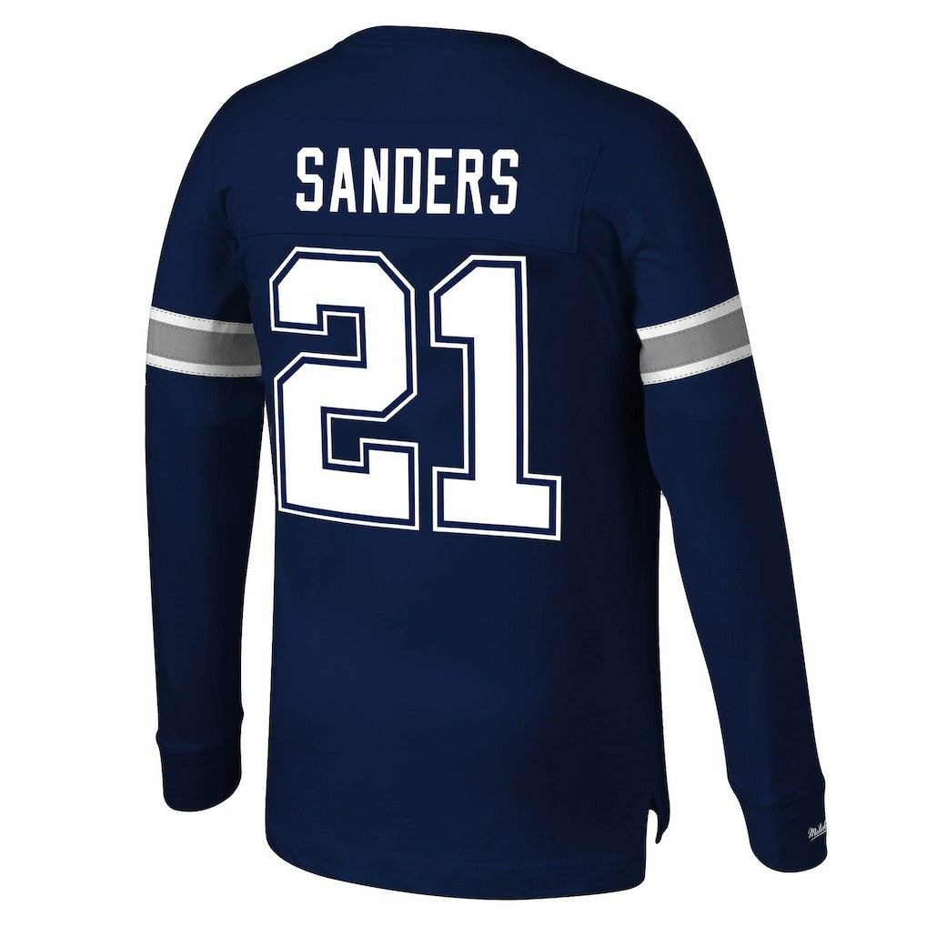 Dallas Cowboys Mitchell & Ness Deion Sanders  Retired Player Name & Number Long Sleeve Top