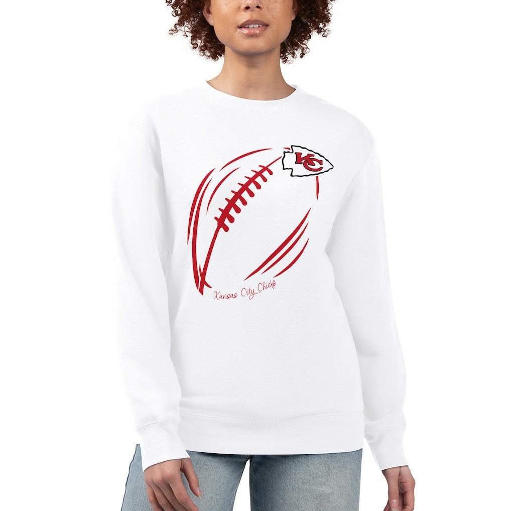 Kansas City Chiefs  G-III 4Her by Carl Banks Women's Football Logo Graphic Fleece Tri-Blend Pullover Sweatshirt