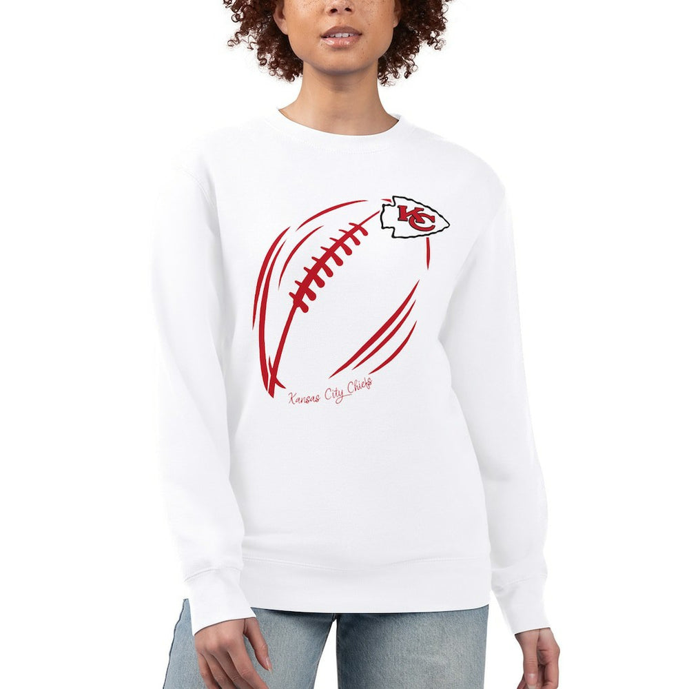 Kansas City Chiefs  G-III 4Her by Carl Banks Women's Football Logo Graphic Fleece Tri-Blend Pullover Sweatshirt