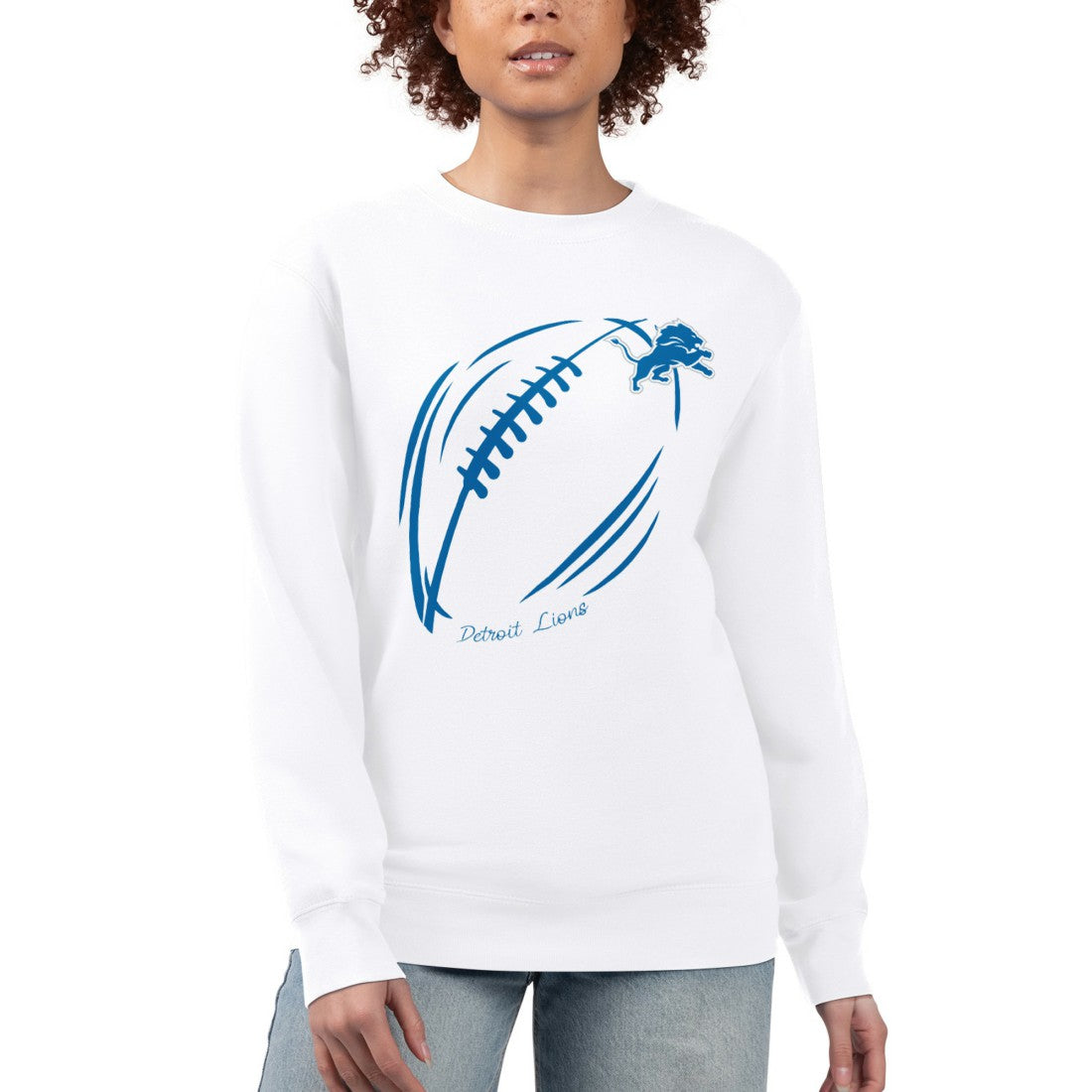 Detroit Lions  G-III 4Her by Carl Banks Women's Football Logo Graphic Fleece Tri-Blend Pullover Sweatshirt