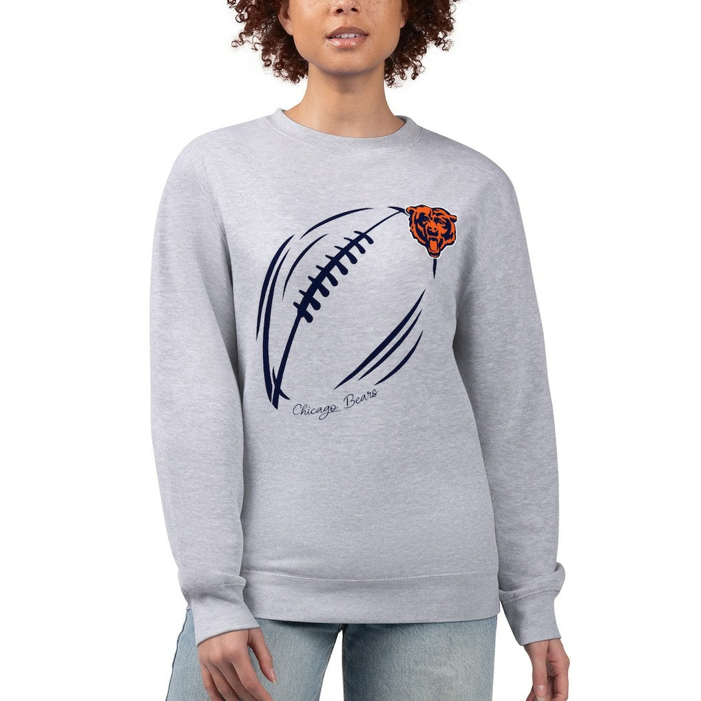 Chicago Bears  G-III 4Her by Carl Banks Women's Football Logo Graphic Fleece Tri-Blend Pullover Sweatshirt