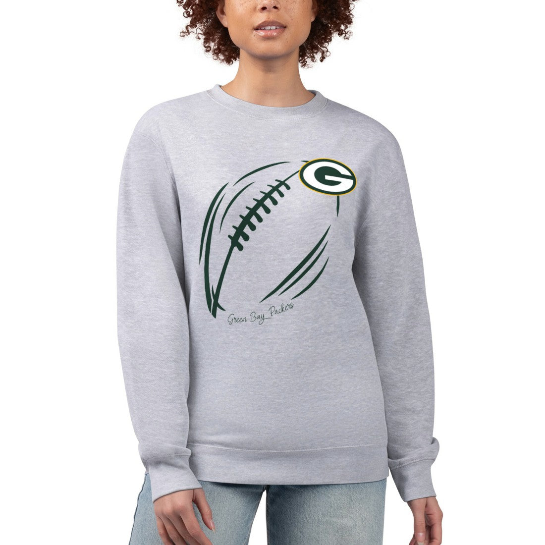 Green Bay Packers  G-III 4Her by Carl Banks Women's Football Logo Graphic Fleece Tri-Blend Pullover Sweatshirt