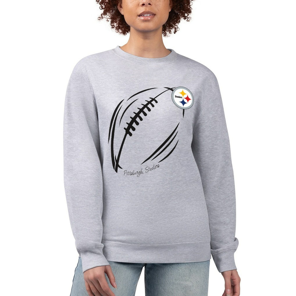 Pittsburgh Steelers  G-III 4Her by Carl Banks Women's Football Logo Graphic Fleece Tri-Blend Pullover Sweatshirt