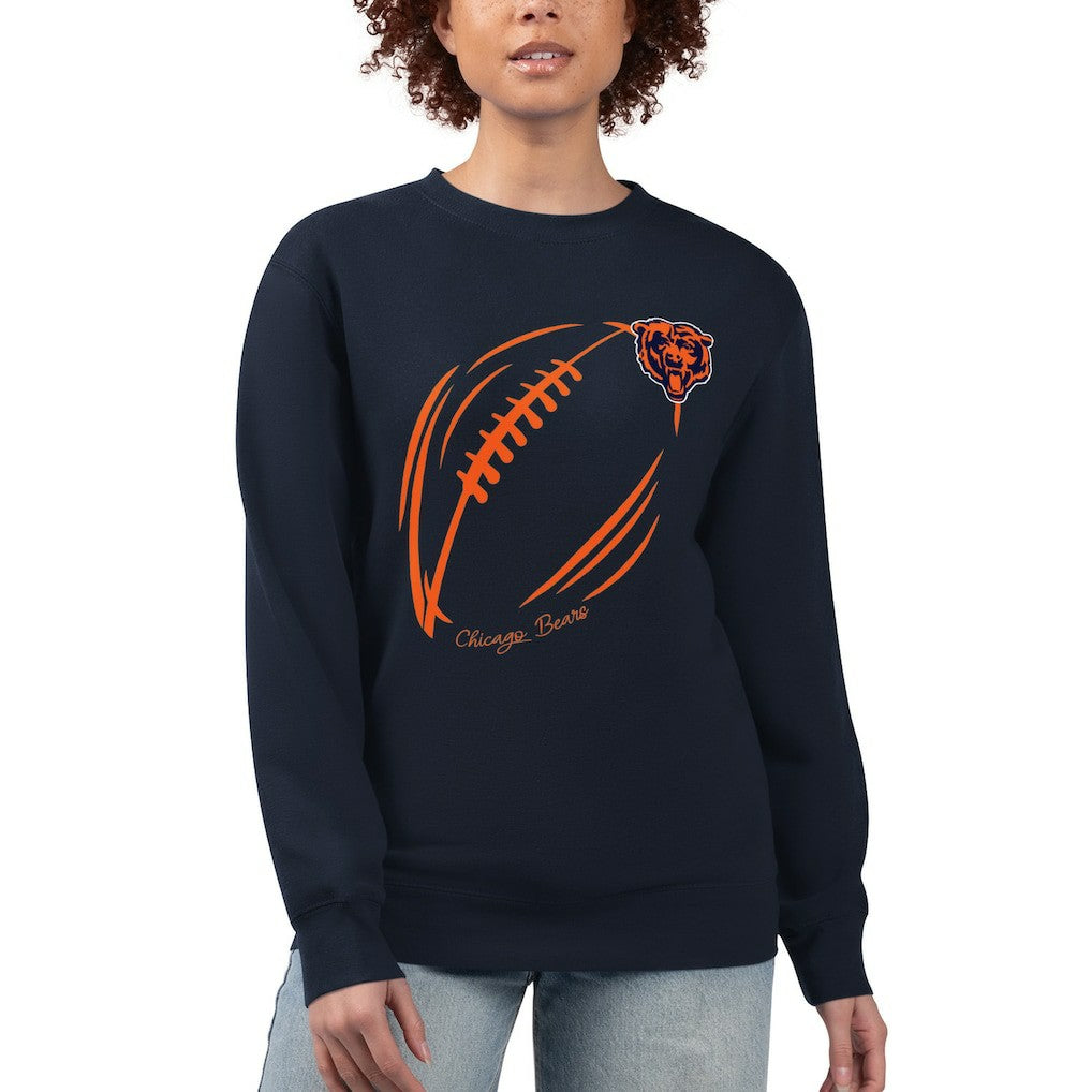 Chicago Bears  G-III 4Her by Carl Banks Women's Football Logo Graphic Fleece Tri-Blend Pullover Sweatshirt