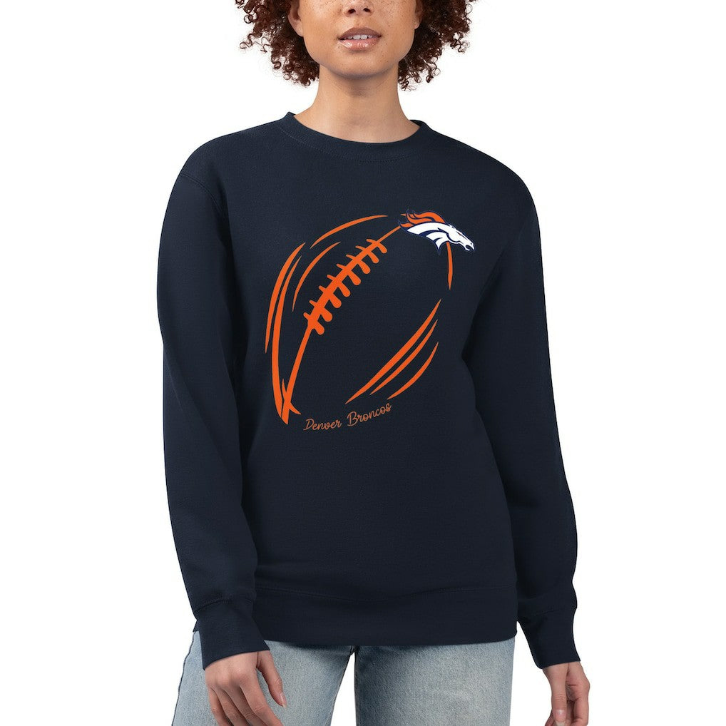 Denver Broncos  G-III 4Her by Carl Banks Women's Football Logo Graphic Fleece Tri-Blend Pullover Sweatshirt