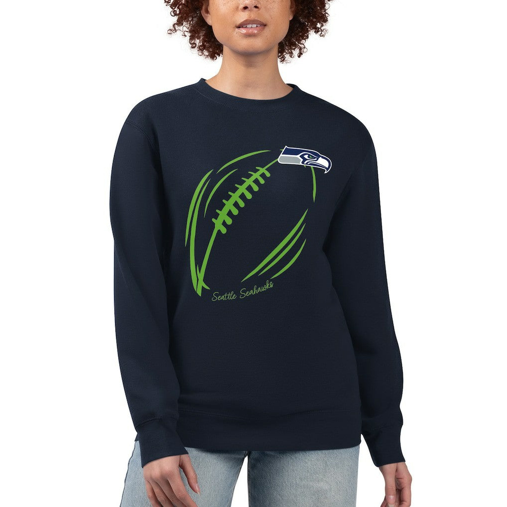 Seattle Seahawks  G-III 4Her by Carl Banks Women's Football Logo Graphic Fleece Tri-Blend Pullover Sweatshirt
