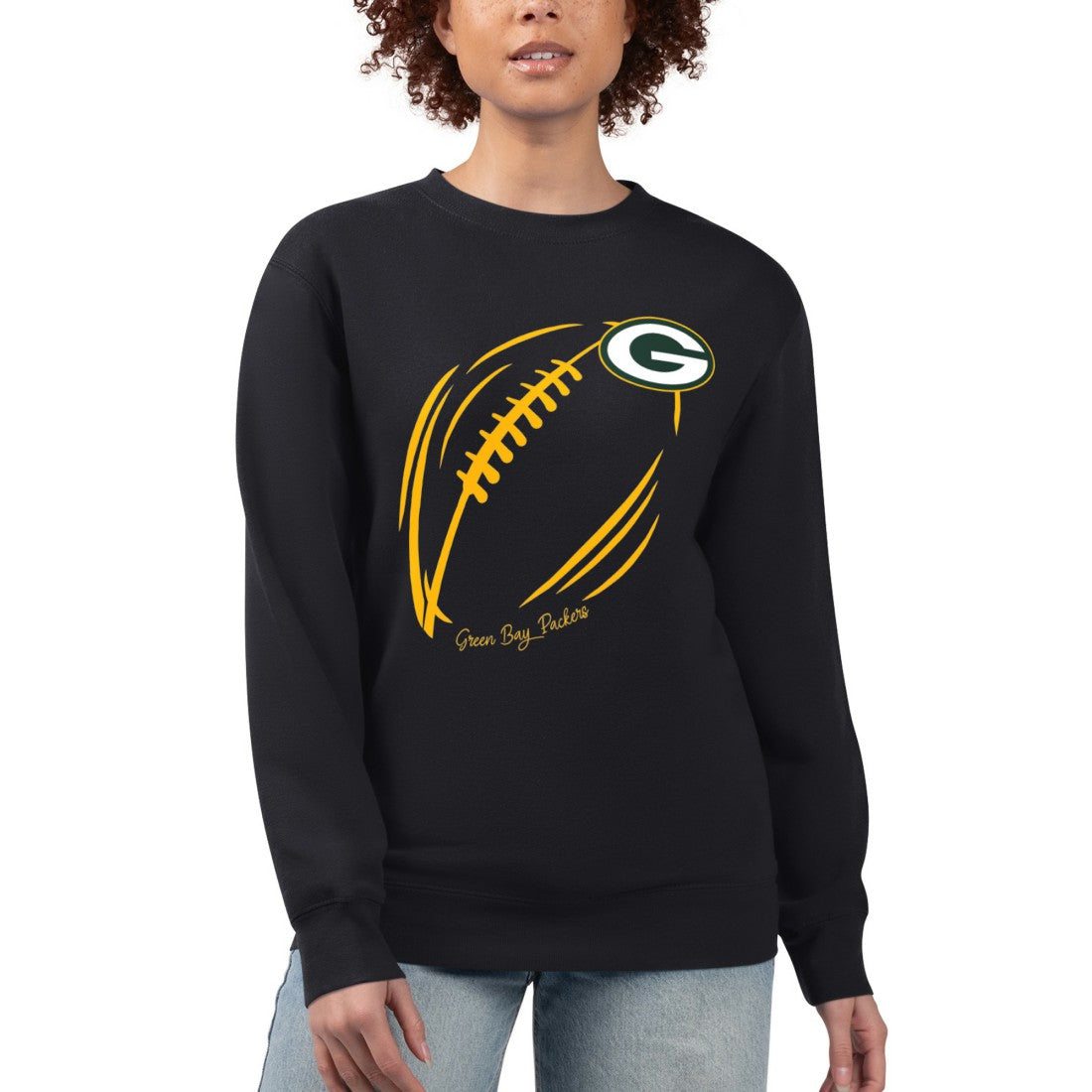 Green Bay Packers  G-III 4Her by Carl Banks Women's Football Logo Graphic Fleece Tri-Blend Pullover Sweatshirt