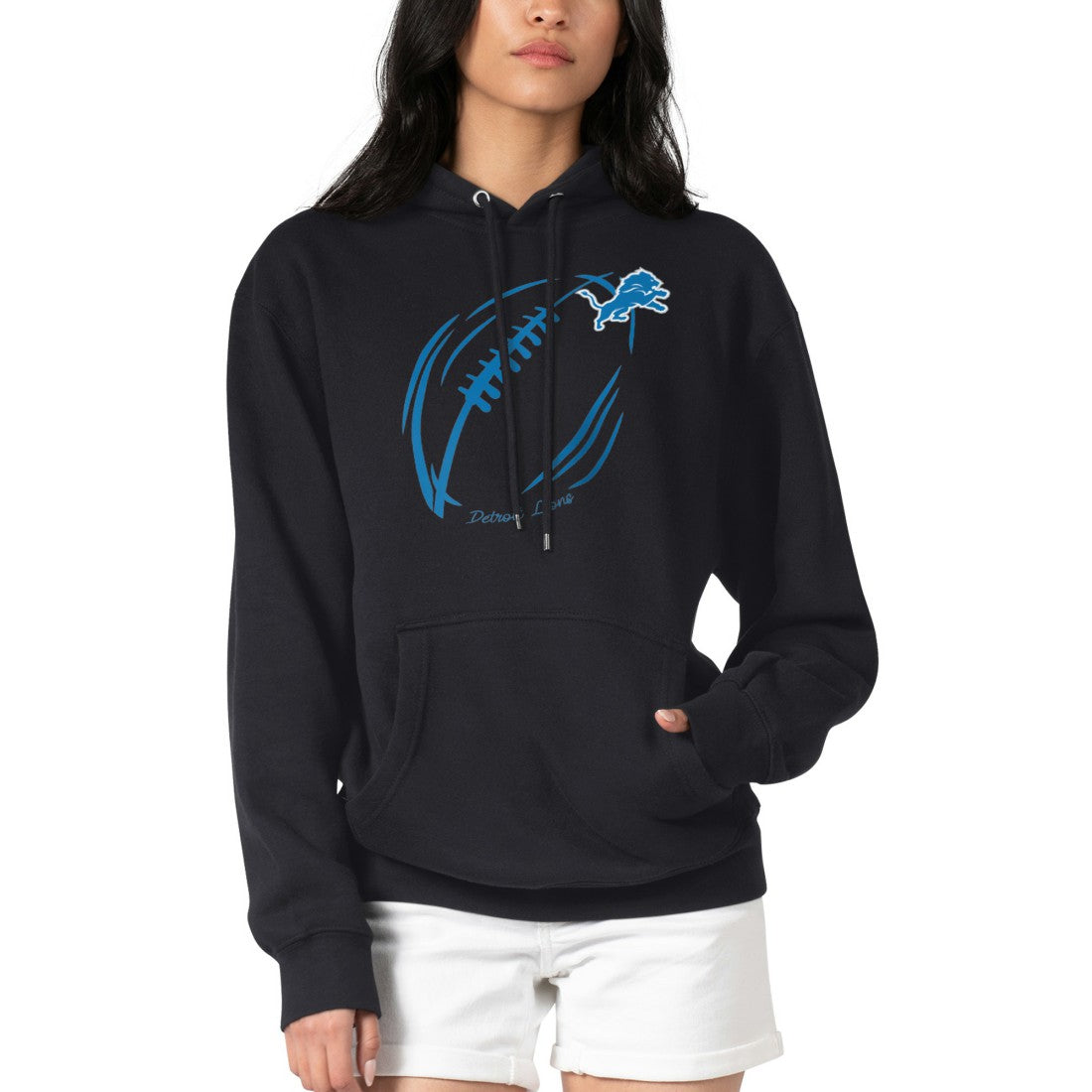 Detroit Lions  G-III 4Her by Carl Banks Women's Football Logo Fleece Tri-Blend Pullover Hoodie