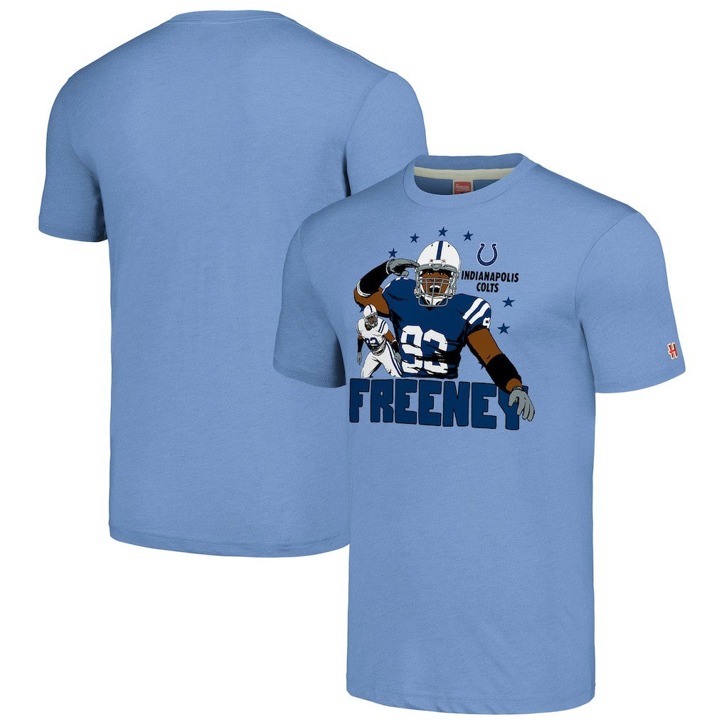 Indianapolis Colts  Dwight Freeney  Homage Unisex Caricature Retired Player Tri-Blend T-Shirt