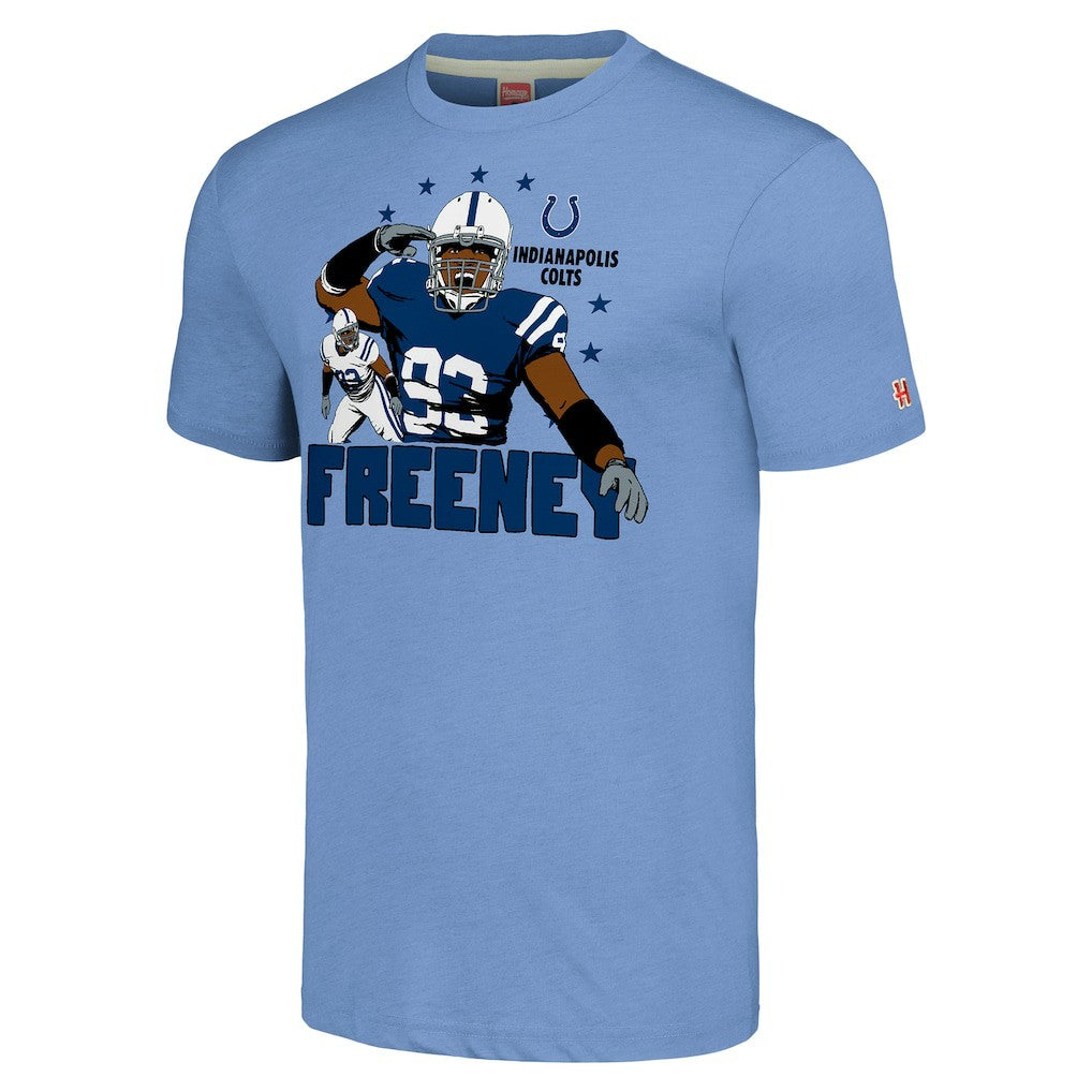 Indianapolis Colts  Dwight Freeney  Homage Unisex Caricature Retired Player Tri-Blend T-Shirt