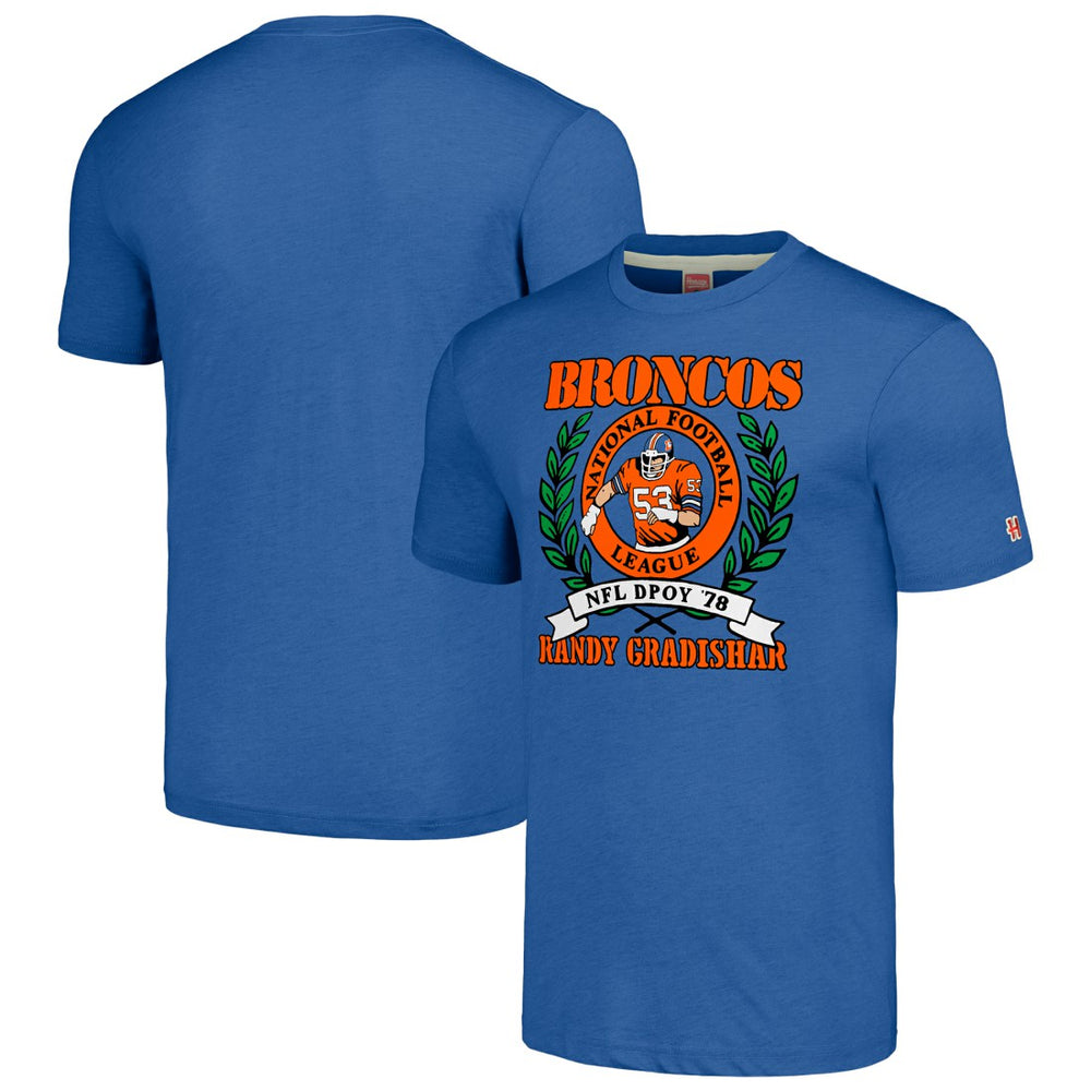 Denver Broncos  Randy Gradishar  Homage Unisex Caricature Retired Player Tri-Blend T-Shirt