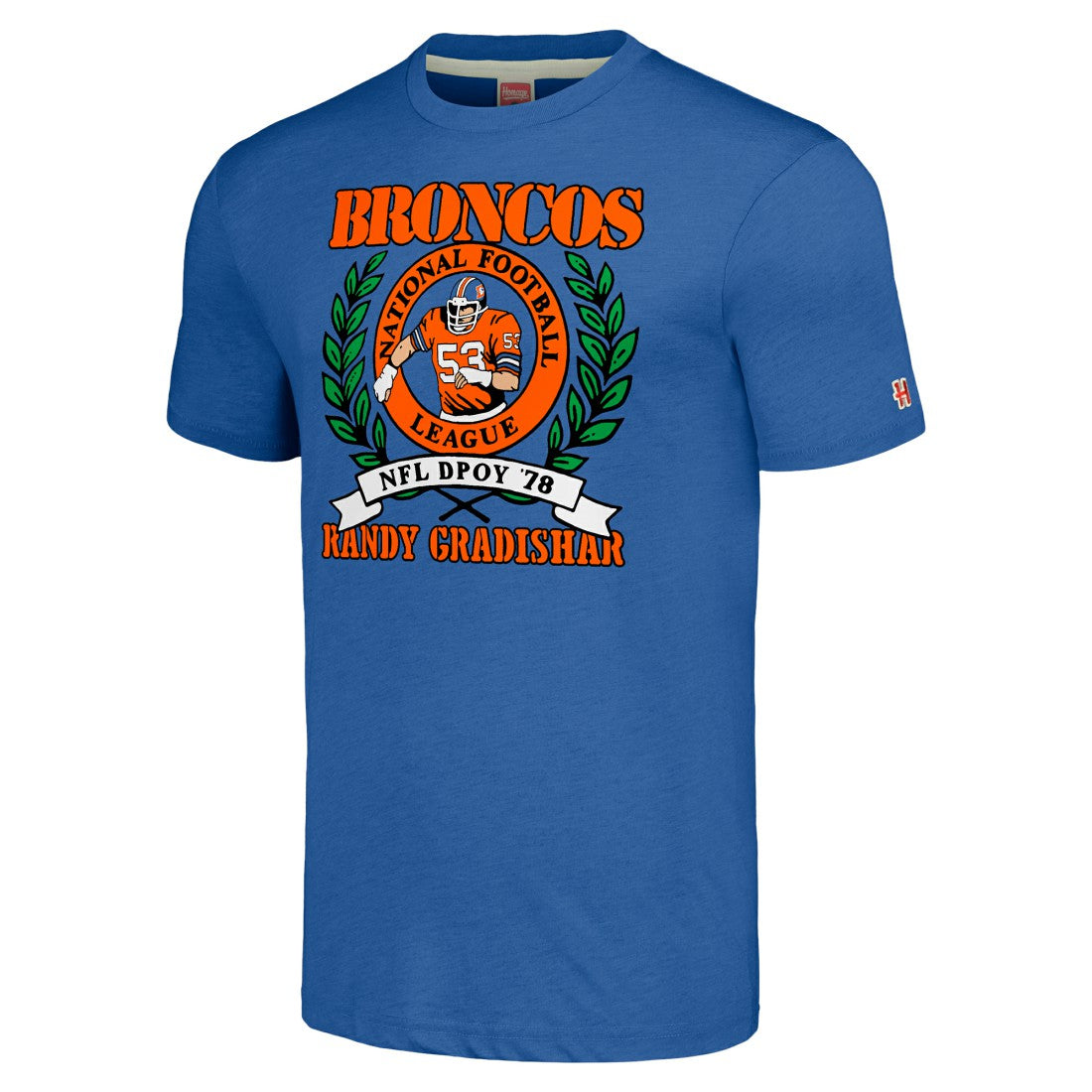Denver Broncos  Randy Gradishar  Homage Unisex Caricature Retired Player Tri-Blend T-Shirt