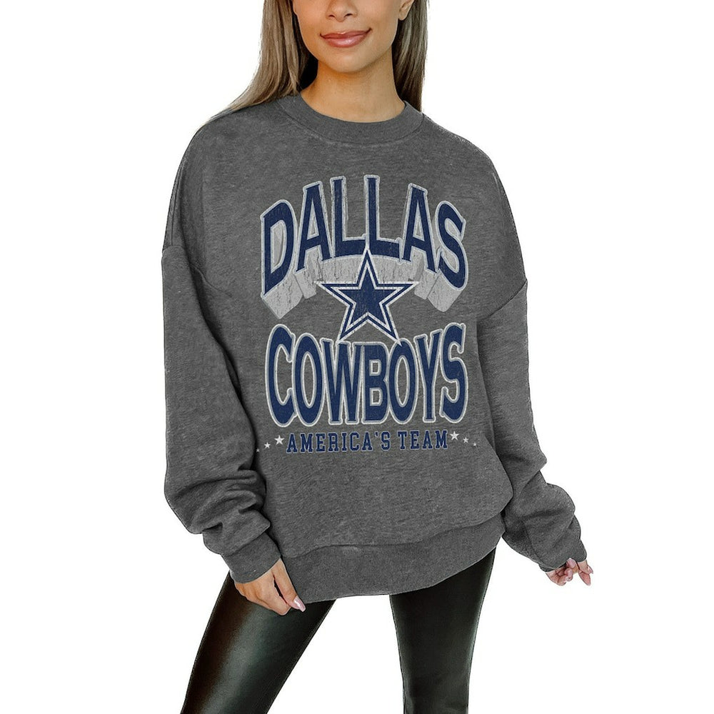 Dallas Cowboys  Gameday Couture Women's Oversized Long Weekend Premium Fleece Drop Shoulder Pullover Sweatshirt