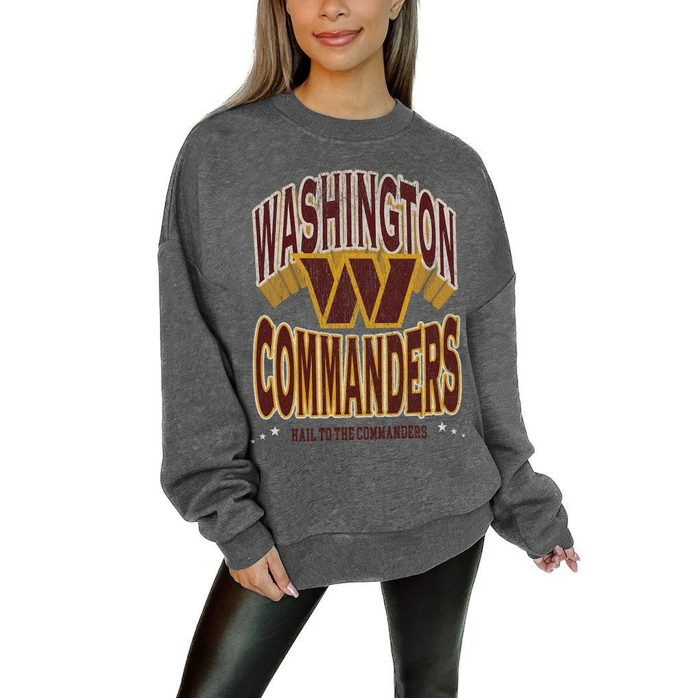 Washington Commanders  Gameday Couture Women's Oversized Long Weekend Premium Fleece Drop Shoulder Pullover Sweatshirt