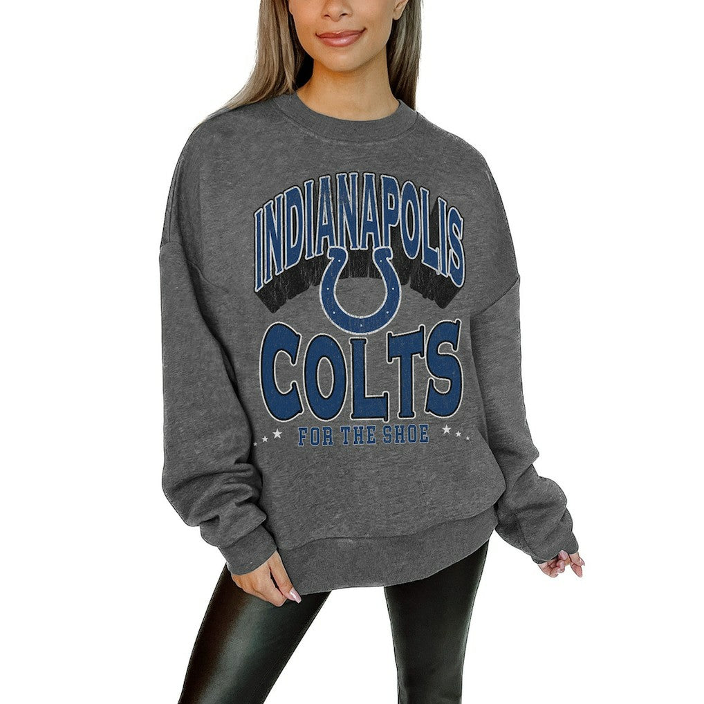 Indianapolis Colts  Gameday Couture Women's Oversized Long Weekend Premium Fleece Drop Shoulder Pullover Sweatshirt