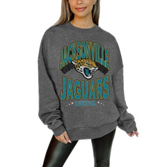 Jacksonville Jaguars  Gameday Couture Women's Oversized Long Weekend Premium Fleece Drop Shoulder Pullover Sweatshirt