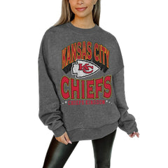 Kansas City Chiefs  Gameday Couture Women's Oversized Long Weekend Premium Fleece Drop Shoulder Pullover Sweatshirt