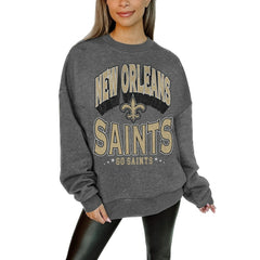 New Orleans Saints  Gameday Couture Women's Oversized Long Weekend Premium Fleece Drop Shoulder Pullover Sweatshirt