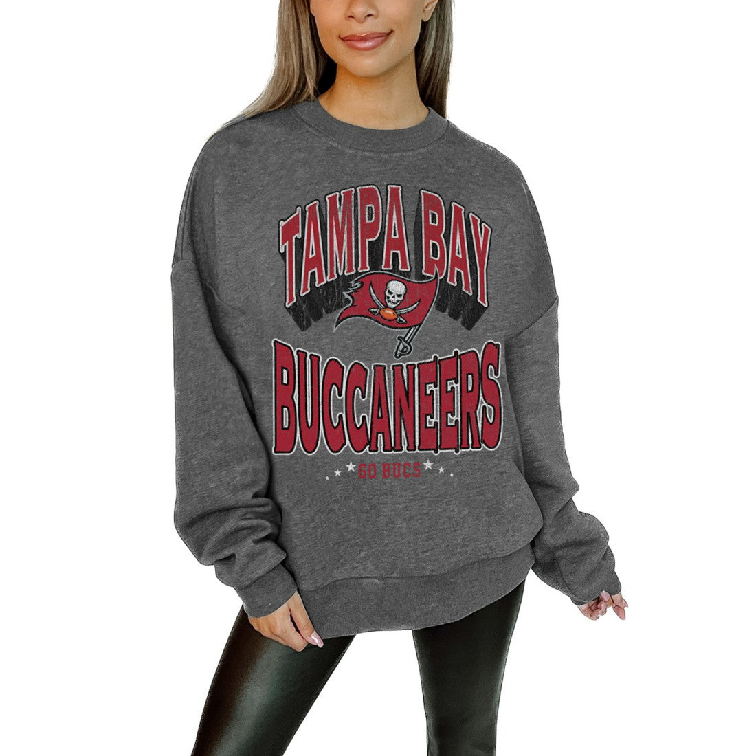 Tampa Bay Buccaneers  Gameday Couture Women's Oversized Long Weekend Premium Fleece Drop Shoulder Pullover Sweatshirt