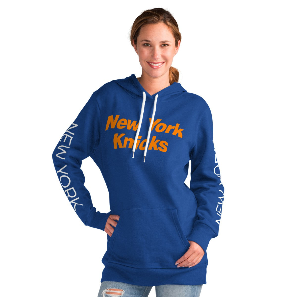 New York Knicks G-III 4Her by Carl Banks Women's Base Coach Pullover Hoodie Discount