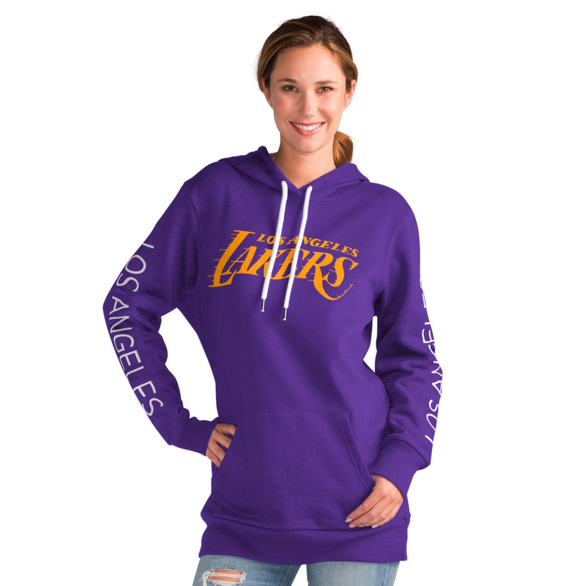 Los Angeles Lakers G-III 4Her by Carl Banks Women's Base Coach Pullover Hoodie On Sale