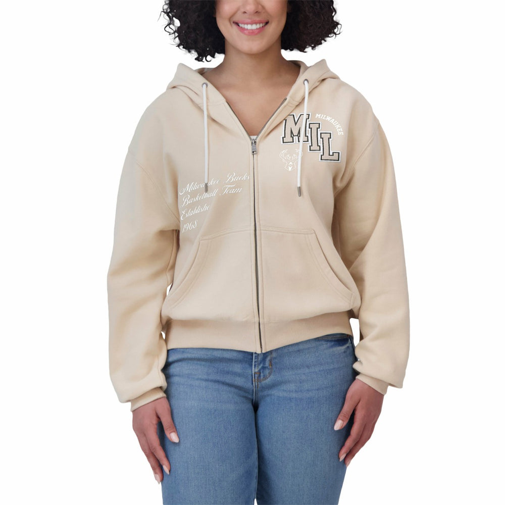 Milwaukee Bucks WEAR by Erin Andrews Women's Plus Size Tonal Felt Patch Full-Zip Hoodie Discount