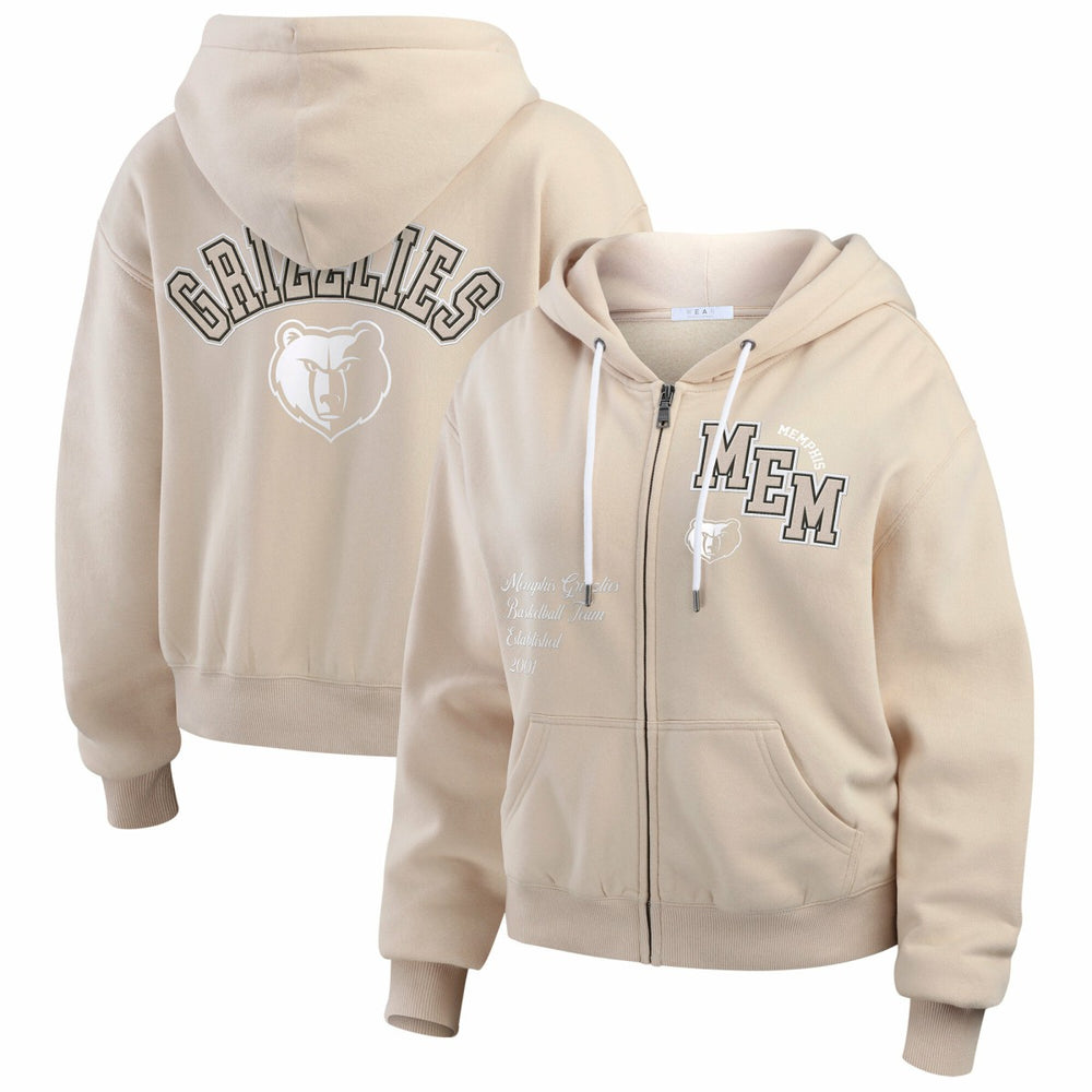 Memphis Grizzlies WEAR by Erin Andrews Women's Plus Size Tonal Felt Patch Full-Zip Hoodie New