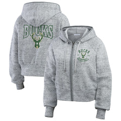 Milwaukee Bucks WEAR by Erin Andrews Women's Speckled Radiator Full-Zip Hoodie Online