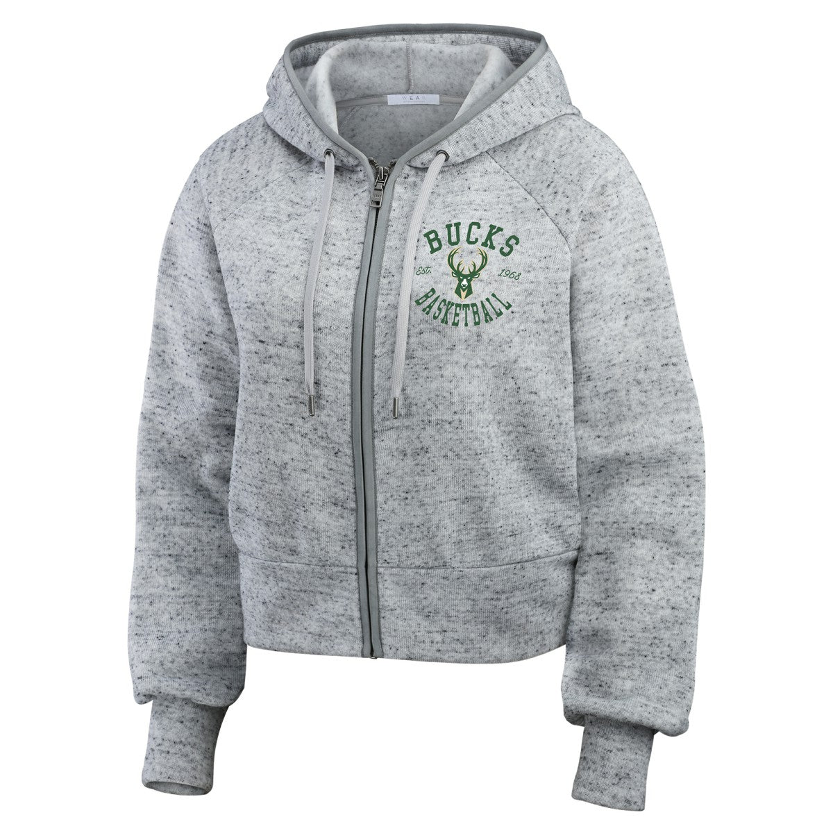 Milwaukee Bucks WEAR by Erin Andrews Women's Speckled Radiator Full-Zip Hoodie Online