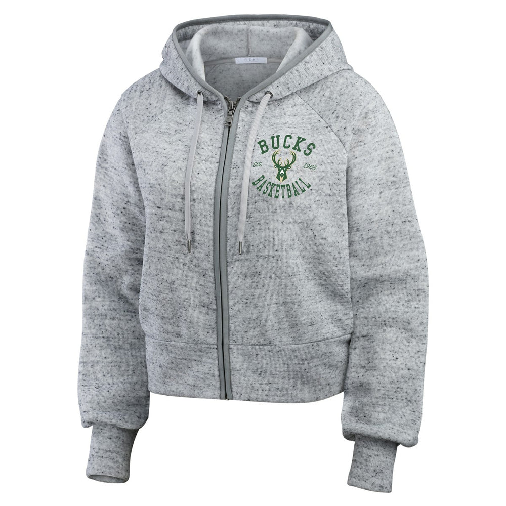 Milwaukee Bucks WEAR by Erin Andrews Women's Speckled Radiator Full-Zip Hoodie Online