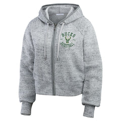 Milwaukee Bucks WEAR by Erin Andrews Women's Speckled Radiator Full-Zip Hoodie Online