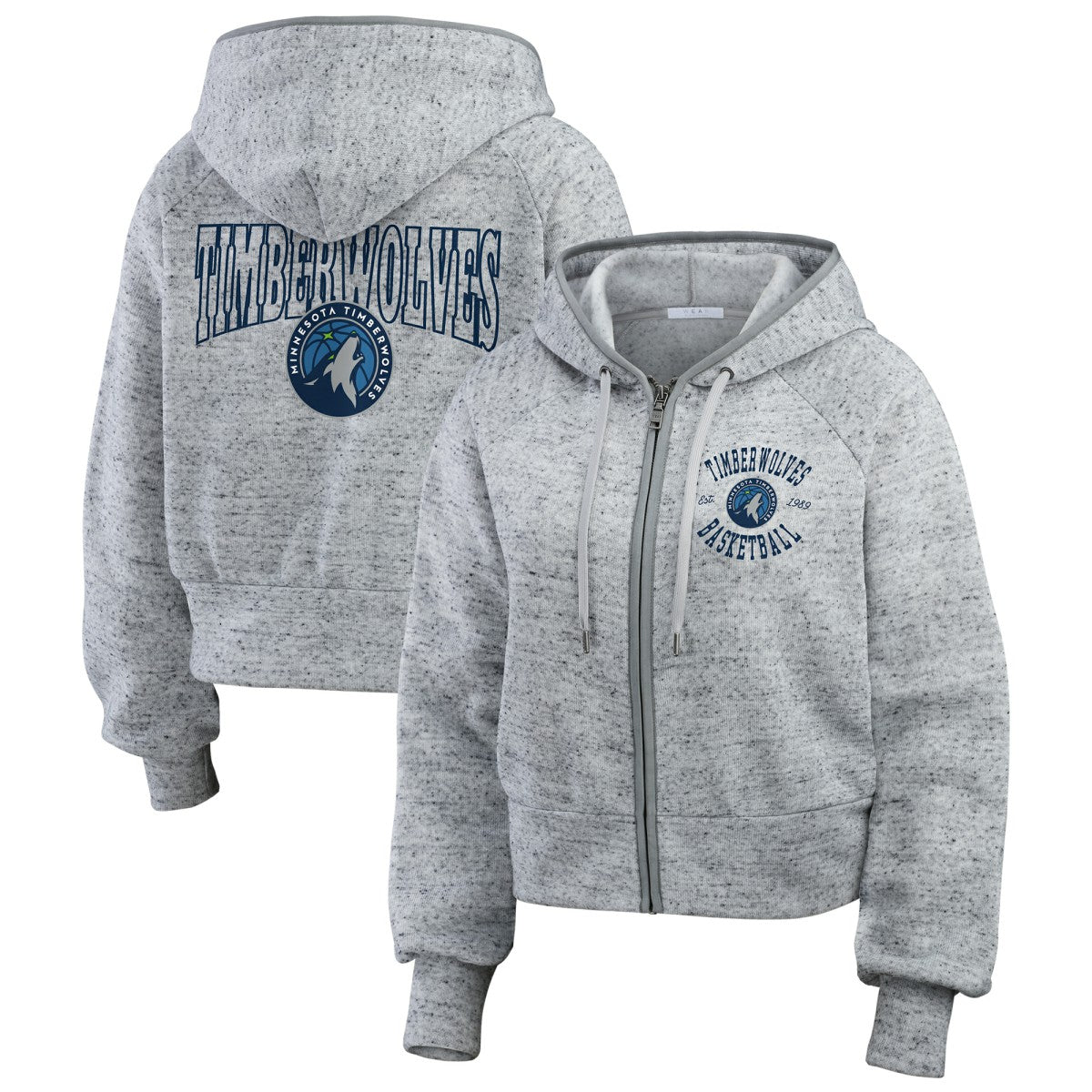 Minnesota Timberwolves WEAR by Erin Andrews Women's Speckled Radiator Full-Zip Hoodie On Sale
