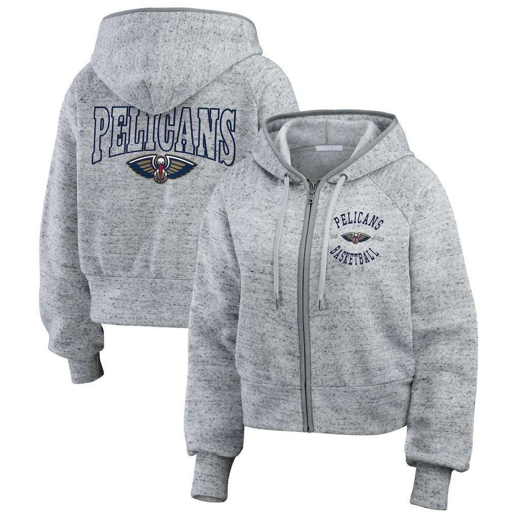 New Orleans Pelicans WEAR by Erin Andrews Women's Speckled Radiator Full-Zip Hoodie On Sale
