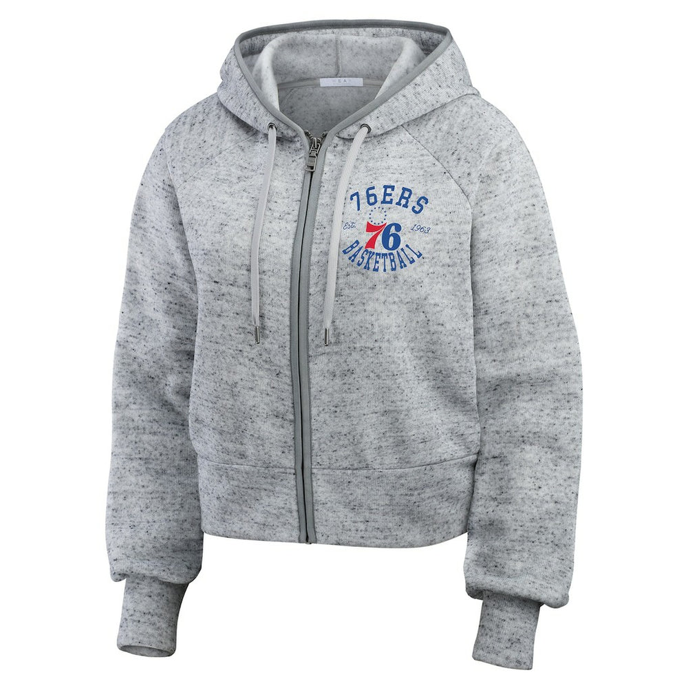 Philadelphia 76ers WEAR by Erin Andrews Women's Speckled Radiator Full-Zip Hoodie New