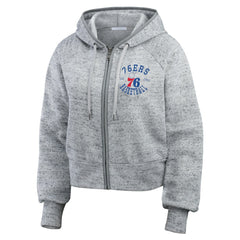 Philadelphia 76ers WEAR by Erin Andrews Women's Speckled Radiator Full-Zip Hoodie New