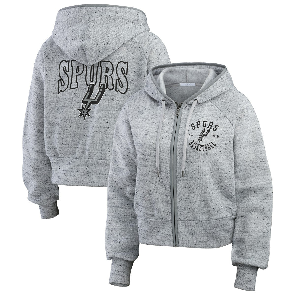 San Antonio Spurs WEAR by Erin Andrews Women's Speckled Radiator Full-Zip Hoodie For Sale