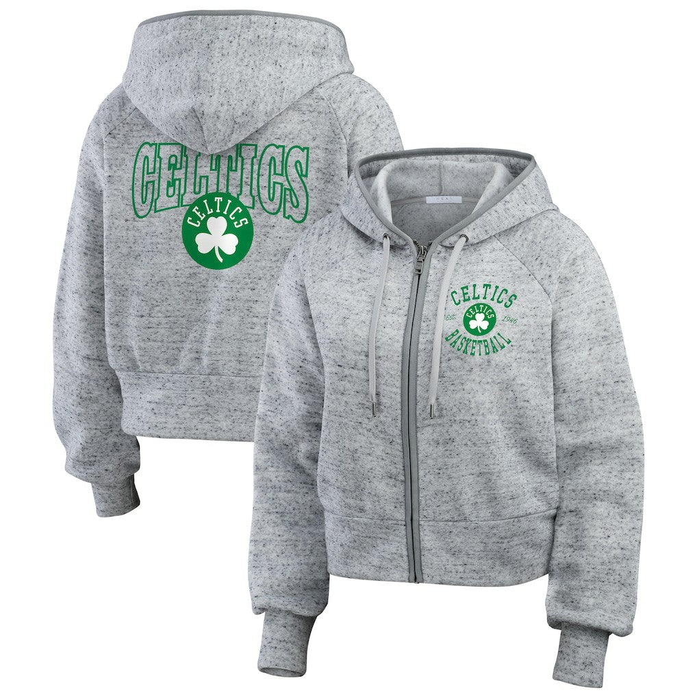 Boston Celtics WEAR by Erin Andrews Women's Speckled Radiator Full-Zip Hoodie Outlet