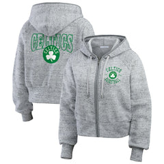 Boston Celtics WEAR by Erin Andrews Women's Speckled Radiator Full-Zip Hoodie Outlet
