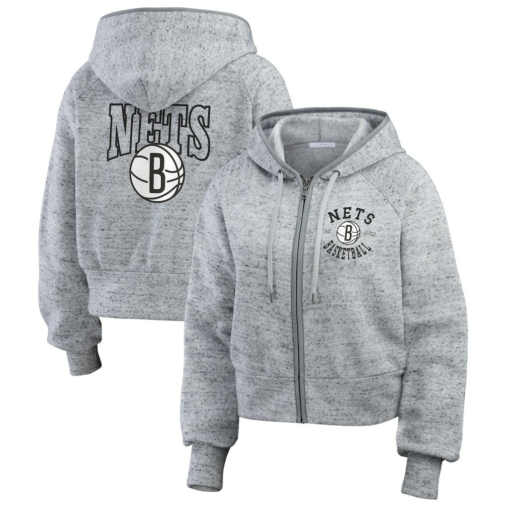 Brooklyn Nets WEAR by Erin Andrews Women's Speckled Radiator Full-Zip Hoodie Outlet
