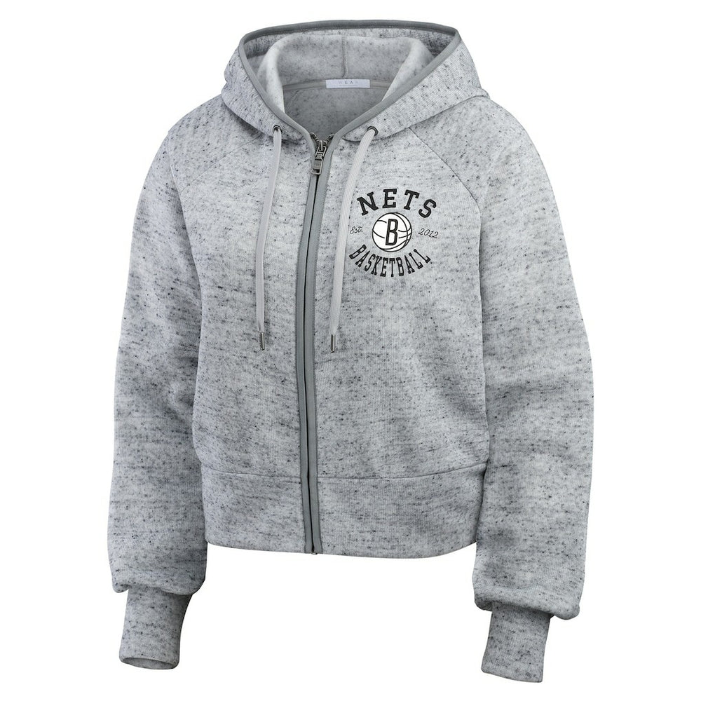 Brooklyn Nets WEAR by Erin Andrews Women's Speckled Radiator Full-Zip Hoodie Outlet